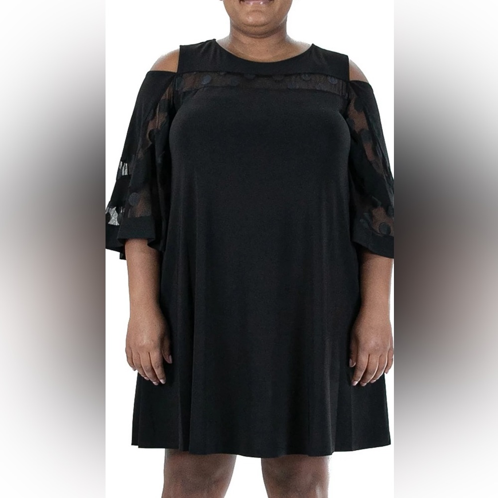 Nina Leonard Black Cold Shoulder Dress plus size 1x